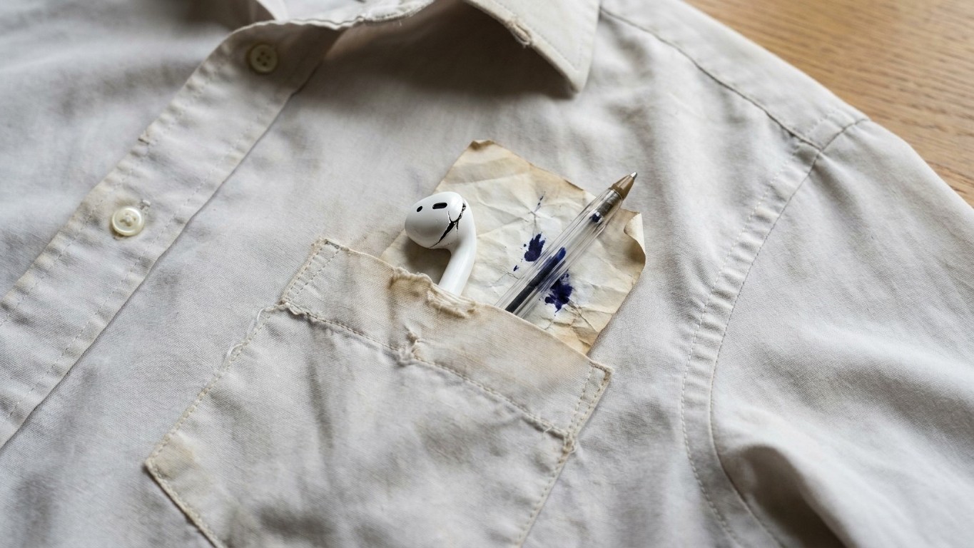 J'ai lancé une machine sans vérifier les poches de ma chemise : ce que j'ai retrouvé ne se répare pas