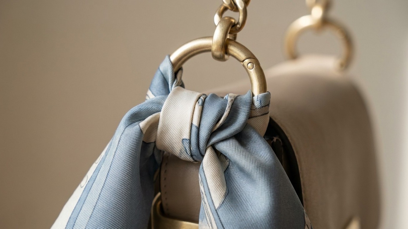 Je nouais mon foulard en soie sur mon sac à main : j'ai compris trop tard ce que la boucle métallique faisait aux fibres