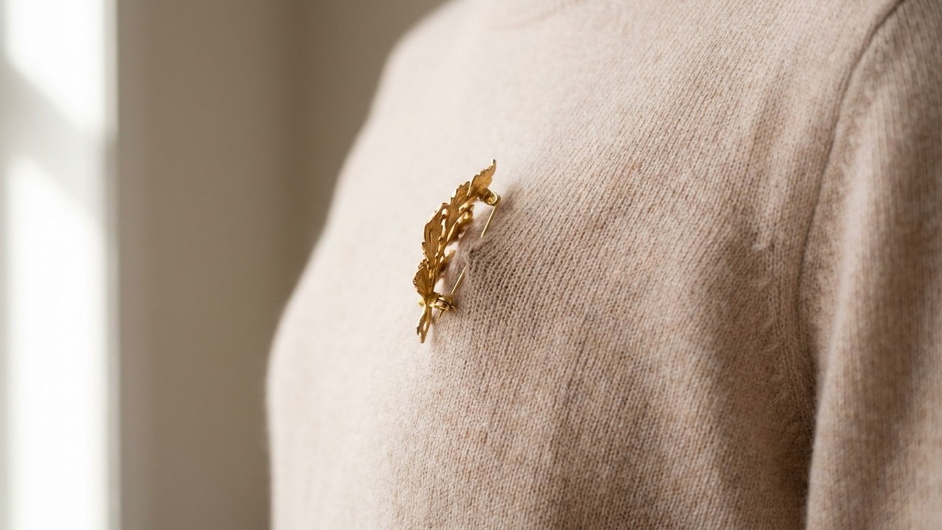 J'ai épinglé ma broche préférée sur un pull en maille fine le matin : en la retirant le soir, le trou était déjà là