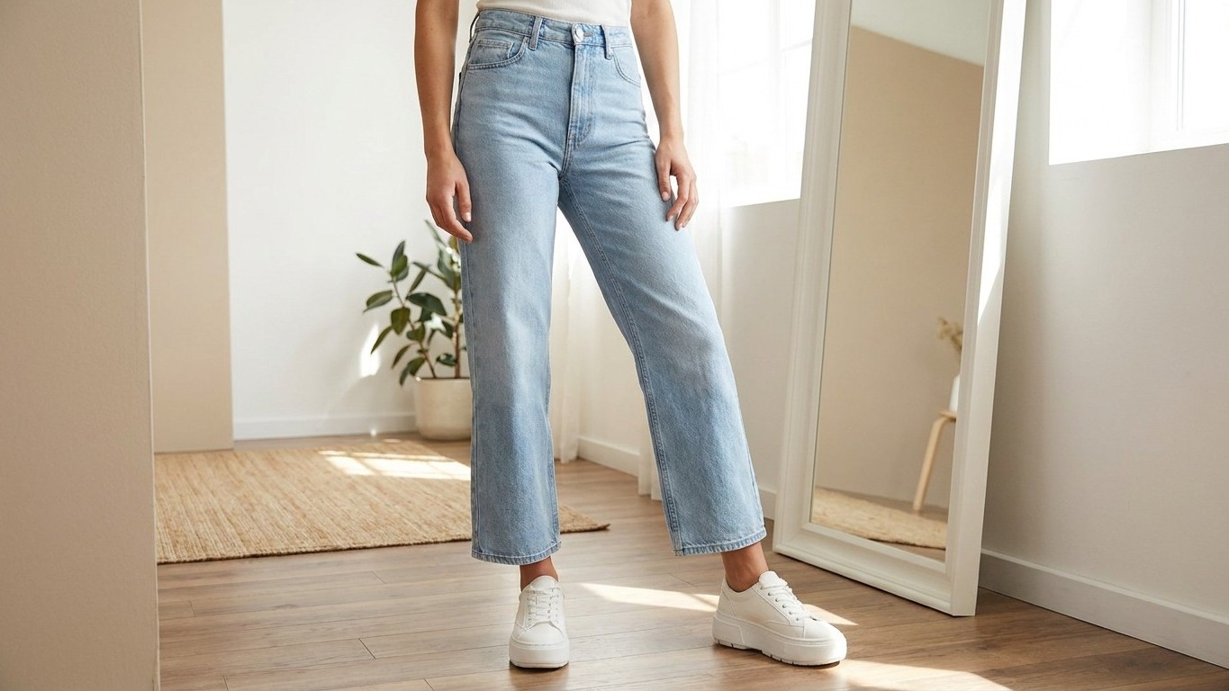 J'ai porté mon jean large avec mes baskets préférées : une styliste m'a fait regarder mes jambes dans le miroir et j'ai co...