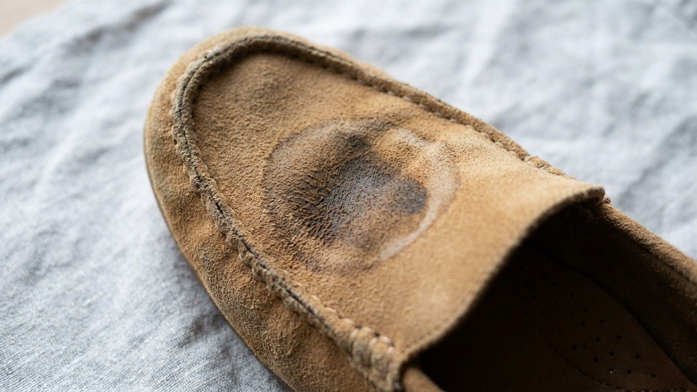 J'ai frotté mes mocassins en daim tachés de gras à l'eau savonneuse : en séchant, la fibre a durci et l'auréole s'est incr...