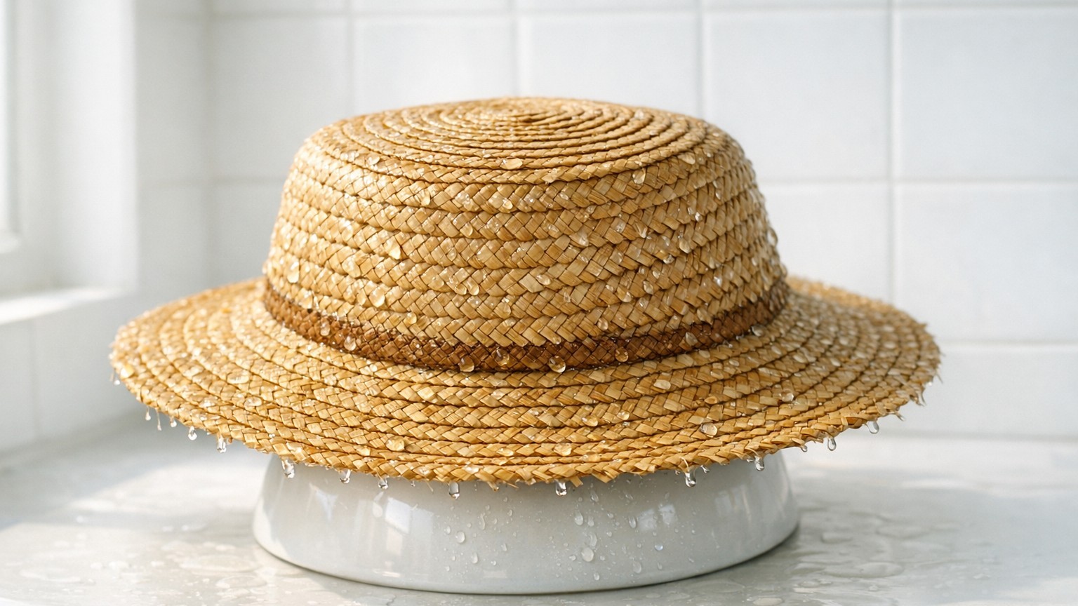 J'ai posé mon chapeau de paille trempé à plat pour le faire sécher : le lendemain matin, j'ai vu ce qui était arrivé à la ...