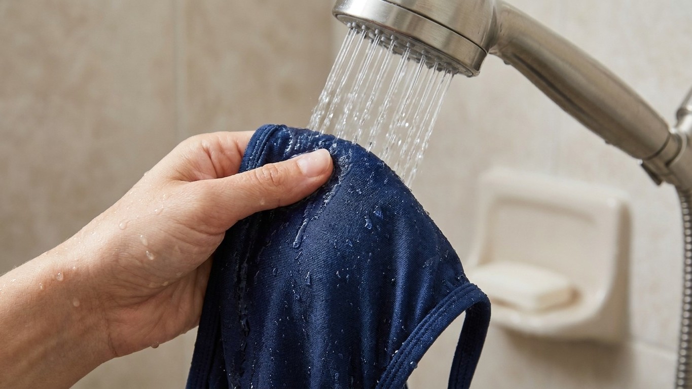 Je rinçais mon maillot de bain à l'eau de la douche après chaque baignade : le jour où le tissu a commencé à pendre, j'ai ...