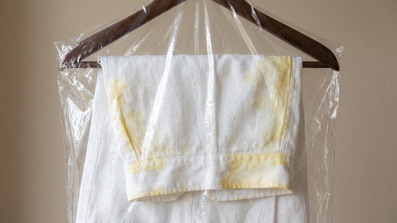 « Je pensais que la housse du pressing protégeait mes vêtements » : pourquoi ce plastique gardé dans l'armoire abîme les t...