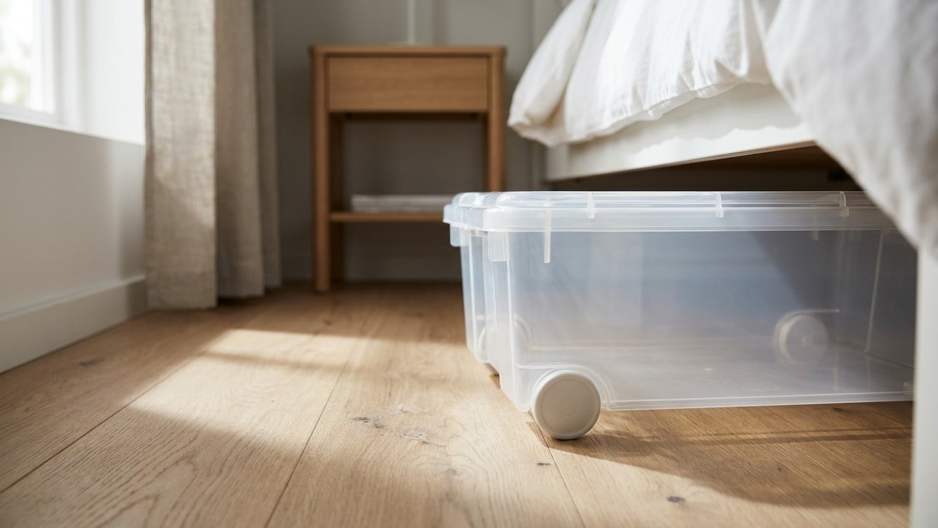 Fini les cartons glissés sous le lit au retour de vacances : depuis qu'il range ses affaires là-dedans, plus rien ne s'ins...