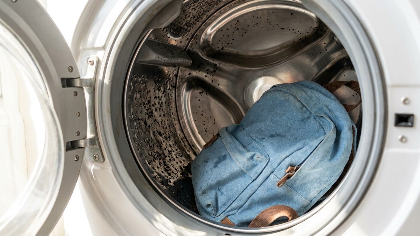 J'ai mis le sac à dos de mon fils en machine à 40 °C juste pour qu'il soit propre le jour de la rentrée : en ouvrant le ta...