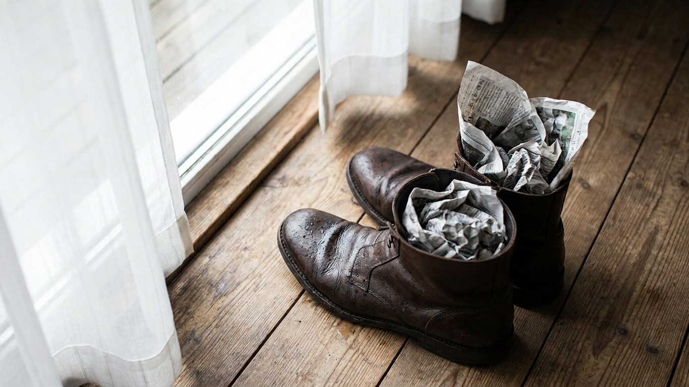 Mon grand-père bourrait toujours ses chaussures de papier journal après l'orage et ce n'est pas pour les sécher plus vite