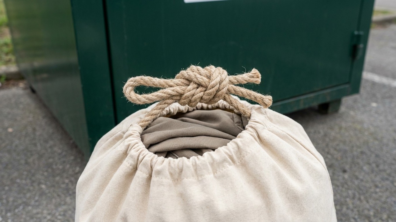 Mon voisin ferme toujours son sac au double nœud avant de le déposer dans la borne à vêtements et ce n'est pas pour éviter...