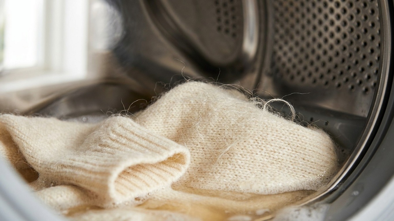 On s'obstine tous à laver la soie et la laine avec la lessive de toute la famille, alors que ce liquide grignote la fibre ...